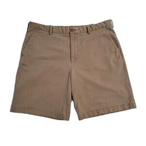 Izod Saltwater Men's Size 38 Shorts Brown Khaki Stretch Chino Flat Front